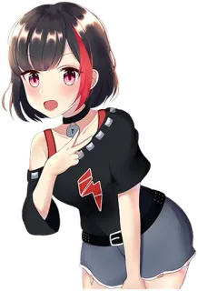 ✌️ Anime, Chica, Linda, Signo V telegram sticker