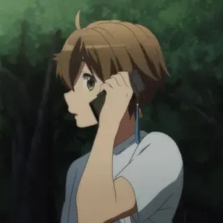 😯 Anime, Appel, Téléphone, Brune, Homme telegram sticker