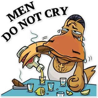 😥 MEN DO NOT CRY アヒル, 飲酒, 葉巻, 涙, アルコール, 泣く, 男らしさ, 悲しい telegram sticker