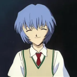 💙 Rei Ayanami Neon Genesis Evangelion anime, school uniform, smiling, blue hair, rei ayanami telegram sticker