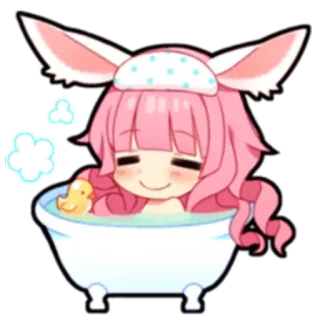 🛁 Anime, Bak mandi, Kawaii, Chibi, Lucu, Bebek telegram sticker