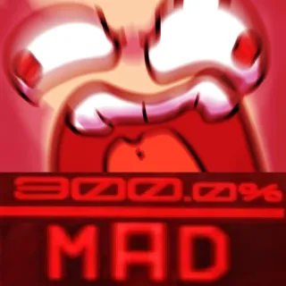 😡 300% MAD злой, безумный, ярость, мем, гиперреакция, преувеличенный, кричащий telegram sticker