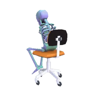 💺 scheletro, sedia, ufficio, seduto, 3D, teschio whatsapp sticker