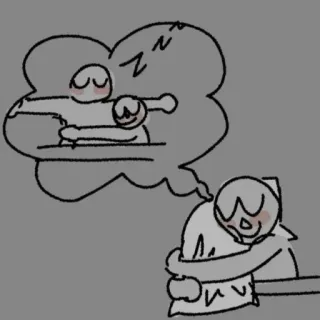 🥰 ngủ, giấc mơ, ôm, hoạt hình, tối giản telegram sticker