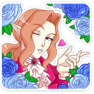 😉 vampire, anime, roses, cute, cartoon, illustration telegram sticker