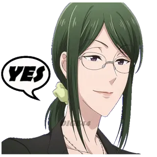 👍 YES sì, affermativo, approvazione, stile anime, donna, occhiali telegram sticker
