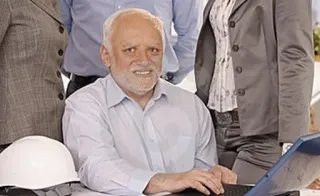 😐 Hide the Pain Harold meme, internet meme, Harold, stock photo telegram sticker