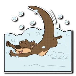 ❄️ otter, snow, winter, mammal, animal telegram sticker