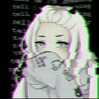 🤔 tell me I'm dreaming ragazza anime, sognante, glitch, estetico telegram sticker