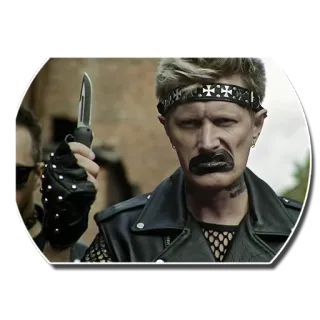 🔪 nóż, broń, przestępca, mężczyzna, kurtka skórzana, przemoc, agresja, ostrze telegram sticker
