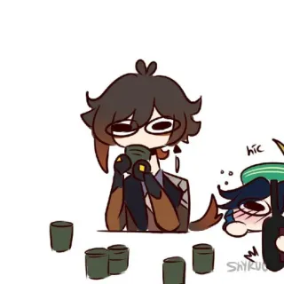 🐾 Zhongli Genshin Impact hic Anime, Personagens, Bebendo, Fan art, Gaming, Video game, Venti, Genshin Impact telegram sticker