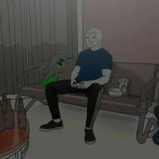 😐 Wojak wojak, 밈, 슬픈, 외로운 telegram sticker