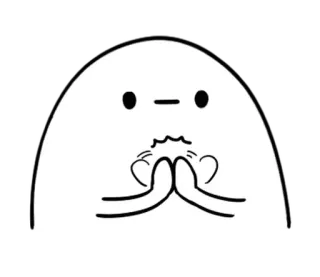🥚 Desenho animado, Blob, Nervoso, Ansioso, Mãos, Branco telegram sticker