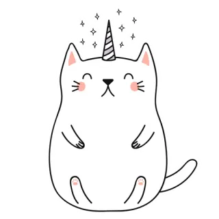 😧 kot, jednorożec, słodki, kawaii, zwierzę, fantazja, brokat telegram sticker