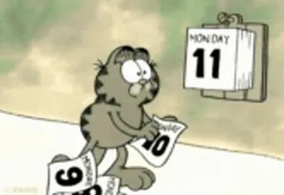🤨 Garfield MONDAY Гарфилд, Понедельник, Мультяшный кот, Комикс, Календарь telegram sticker