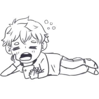 😪 만화, 졸린, 누워있는, 피곤한, 전화, 지루한, 휴식 whatsapp sticker