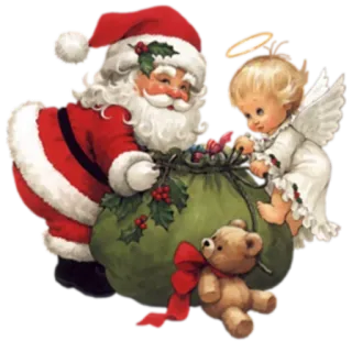 🎁 Santa Claus Natal, Papai Noel, Anjo, Urso de pelúcia, Feriado, Presente telegram sticker