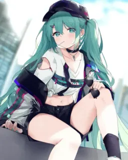 😕 Hatsune Miku Anime, Ragazza, Miku, Hatsune Miku, Vocaloid, capelli blu, carina telegram sticker