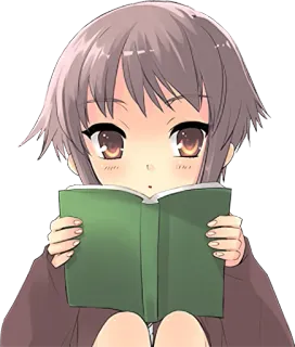📖 อนิเมะ, ผู้หญิง, หนังสือ, การอ่าน, การ์ตูน, มังงะ telegram sticker