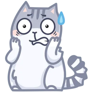 😓 gato, preocupado, fofo, desenho animado, suor telegram sticker