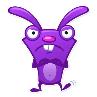 😕 кролик, зайчик, фиолетовый, мультик, злой, животное whatsapp sticker