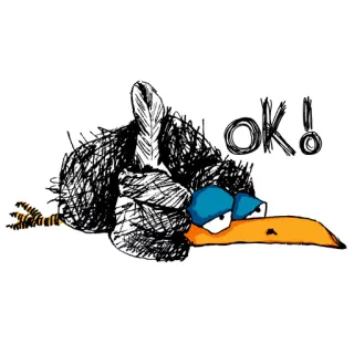 👍 ok! bird, ok, agreement, cartoon, doodle, thumbsup telegram sticker
