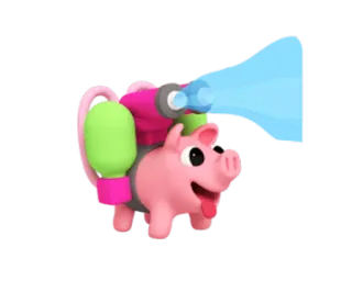 😜 varken, cartoon, waterpistool, roze, dier whatsapp sticker