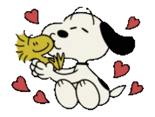 😘 Snoopy Peanuts 狗, 伍德斯托克, 卡通, 爱心, 爱, 友谊 whatsapp sticker