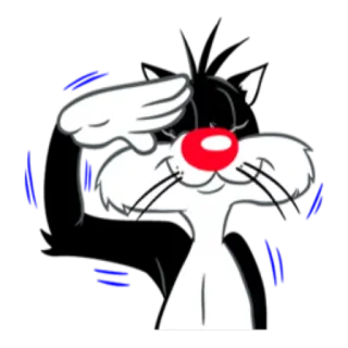 😶 Sylvester Looney Tunes Сильвестр, Looney Tunes, мультфильм, кот, персонаж, смешной, машет рукой telegram sticker