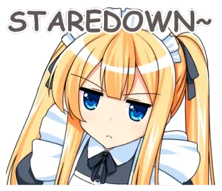 😒 STAREDOWN~ Ragazza anime, Sguardo fisso, Carino, Cameriera, Bionda, Serio telegram sticker