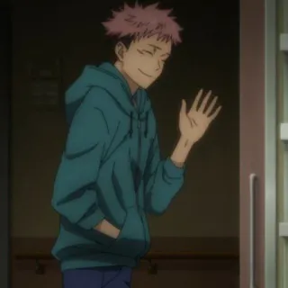 🍂 Yuji Itadori Jujutsu Kaisen Anime, Manga, Charakter, Winken, Hoodie whatsapp sticker