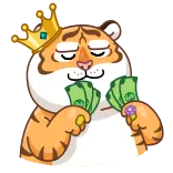🤑 tiger, geld, krone, reich, cartoon, wohlstand, tier, könig telegram sticker