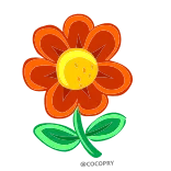 🌼 fiore, natura, floreale, pianta, arancione, verde whatsapp sticker