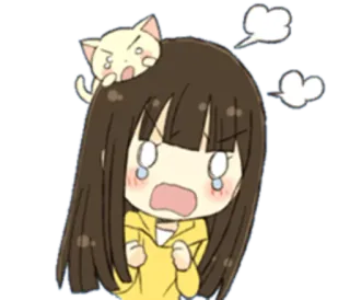 😠 Anime, Manga, Zły, Zły, Płaczący, Kot, Kawaii, Emocjonalny telegram sticker