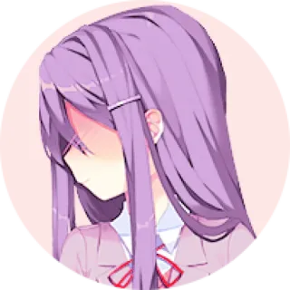 💜 Yuri Doki Doki Literature Club! Anime, Sticker, Tóc tím, Doki Doki Literature Club!, Yuri telegram sticker