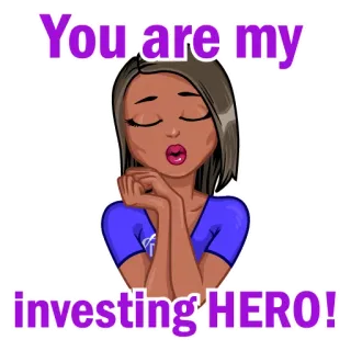 💋 You are my investing HERO! investasi, pahlawan, stiker, wanita, kartun, keuangan, tabungan telegram sticker