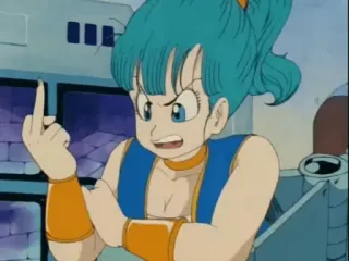 🖕 Bulma Dragon Ball middle finger, anime, Bulma, Dragon Ball, cartoon, gesture, offensive telegram sticker