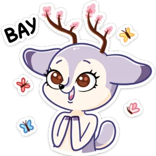😍 BAY veado, animal, fofo, borboleta, desenho animado telegram sticker