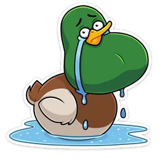 😭 pato, chorando, triste, lágrimas, animal, desenho animado telegram sticker