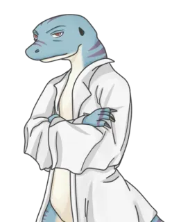 😠 lagarto, reptil, personaje, doctor, científico, bata de laboratorio, antropomórfico whatsapp sticker