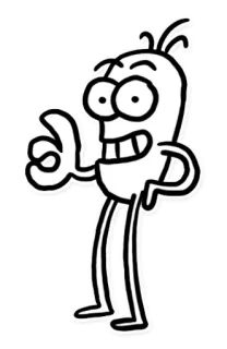 👌 Мультфильм, Персонаж, Рисунок, Лайн арт, Большой палец вверх, ОК жест telegram sticker