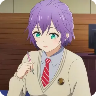 🙂 Anime, Ragazza, Studentessa, Capelli viola, Uniforme scolastica telegram sticker