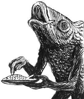 🐟 poisson, monstre, sombre, effrayant, niveaux de gris, dessin, fantaisie whatsapp sticker