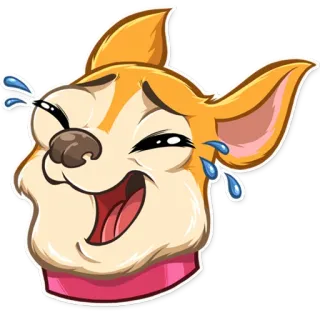 😂 chien, rire, emoji, dessin animé, corgi, joyeux whatsapp sticker