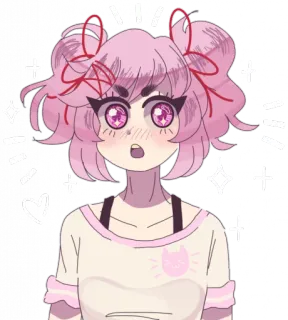 💕 Anime, Słodkie, Różowy, Brokat, Kawaii, Dziewczyna, Postać, Naklejka telegram sticker