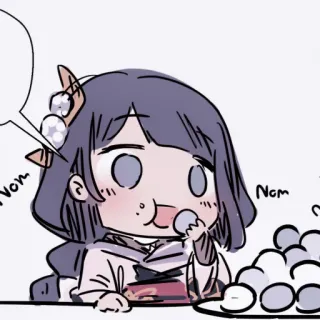 🫐 Raiden Shogun Genshin Impact Nom Anime, Fille, Manger, Mignon, Chibi, Fanart whatsapp sticker