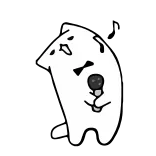 🎤 gato, micrófono, cantando, blanco, dibujos animados telegram sticker