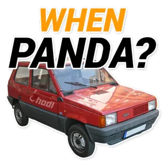 🚙 WHEN PANDA? auto, panda, meme, divertente, domanda, automobilistico telegram sticker
