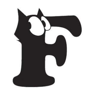 ♨ мультфильм, буква F, персонаж, черно-белое, графика whatsapp sticker