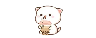 ✨ Katze, Boba, Süß, Getränk, Kawaii, Cartoon, Tier telegram sticker